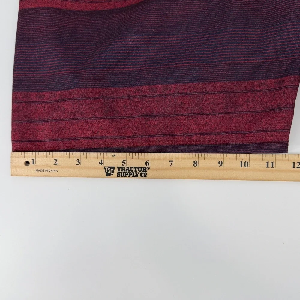 Hurley Mens Board Shorts Size 36 Maroon Blue Striped Swim Trunks MBS0008080
